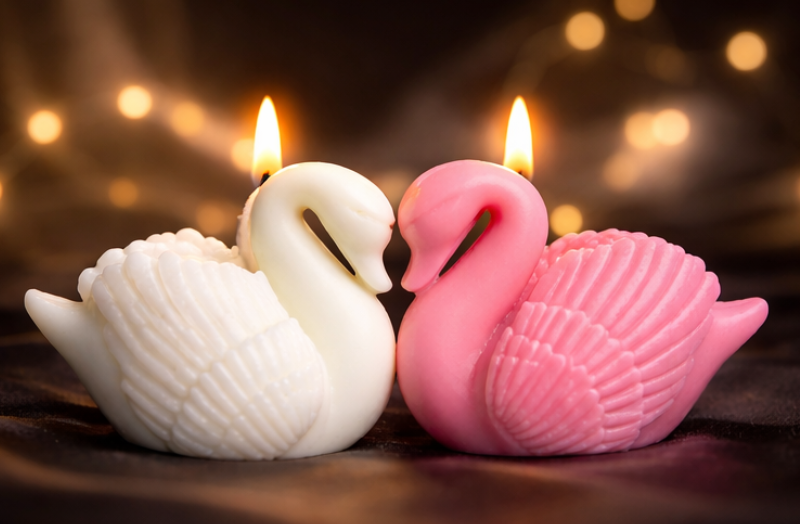 Romantic Swan Couple Candle – Decorative Love Candle Set