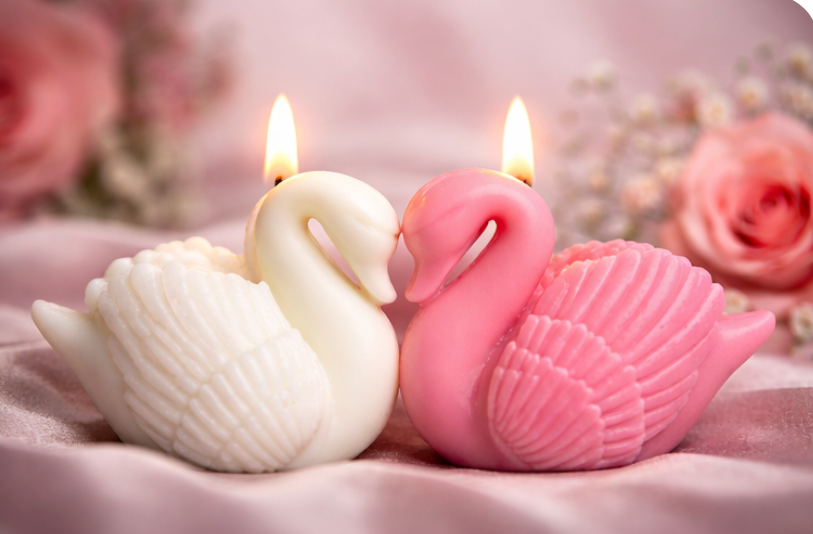 Romantic Swan Couple Candle – Decorative Love Candle Set