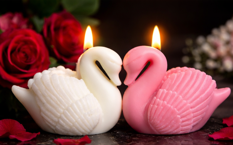 Romantic Swan Couple Candle – Decorative Love Candle Set