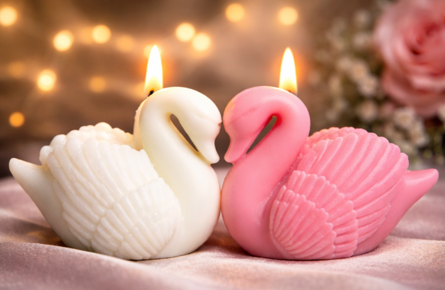 Romantic Swan Couple Candle – Decorative Love Candle Set