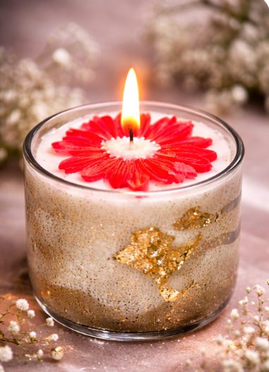 Luxury Glass Jar Floral Candle – Premium Decorative Scented Candle