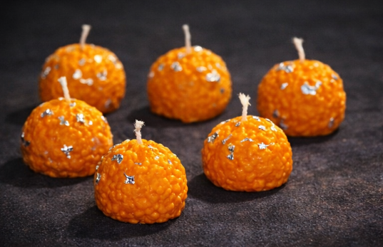 Orange Fruit Shape Decorative Candles – Festive Mini Candles Set